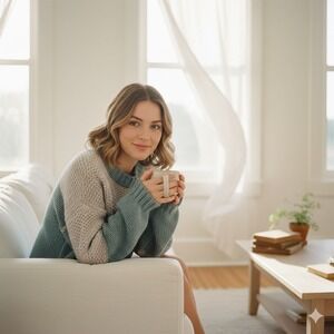 ROOLEE Colorblock Chunky Knit Sweater‎ Blue Beige Size S